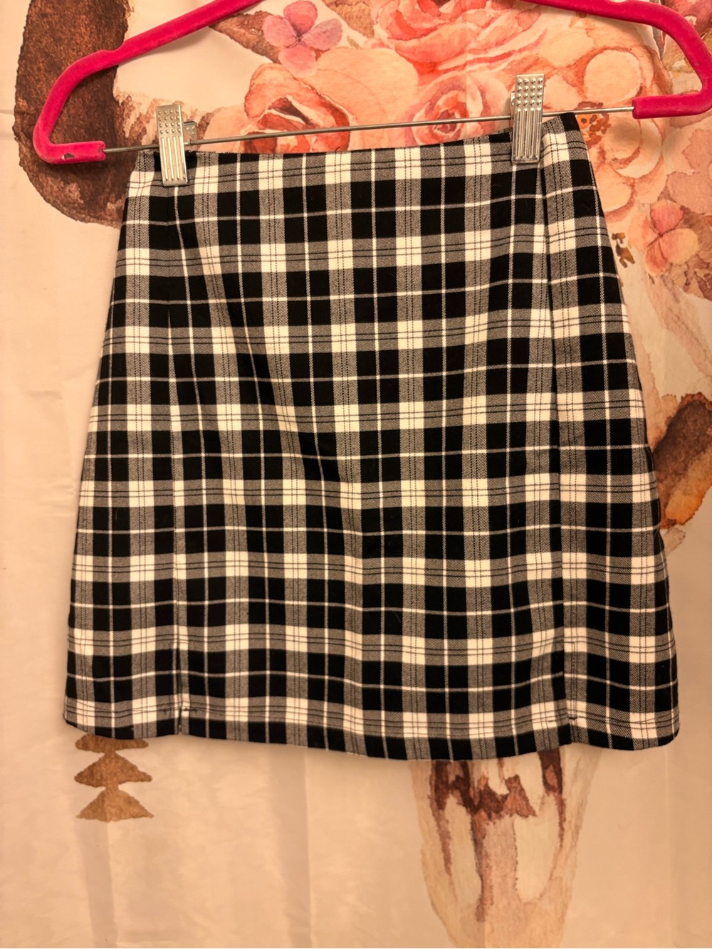 XS/S Black and White Plaid A-Line Skirt - Picture 1 of 9